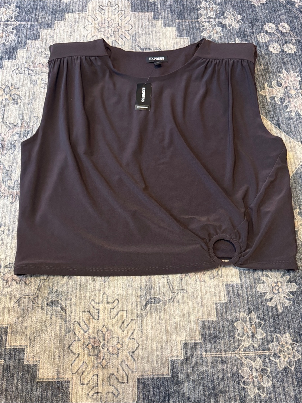 Express Black Sleeveless Tank with Side Ring Twist